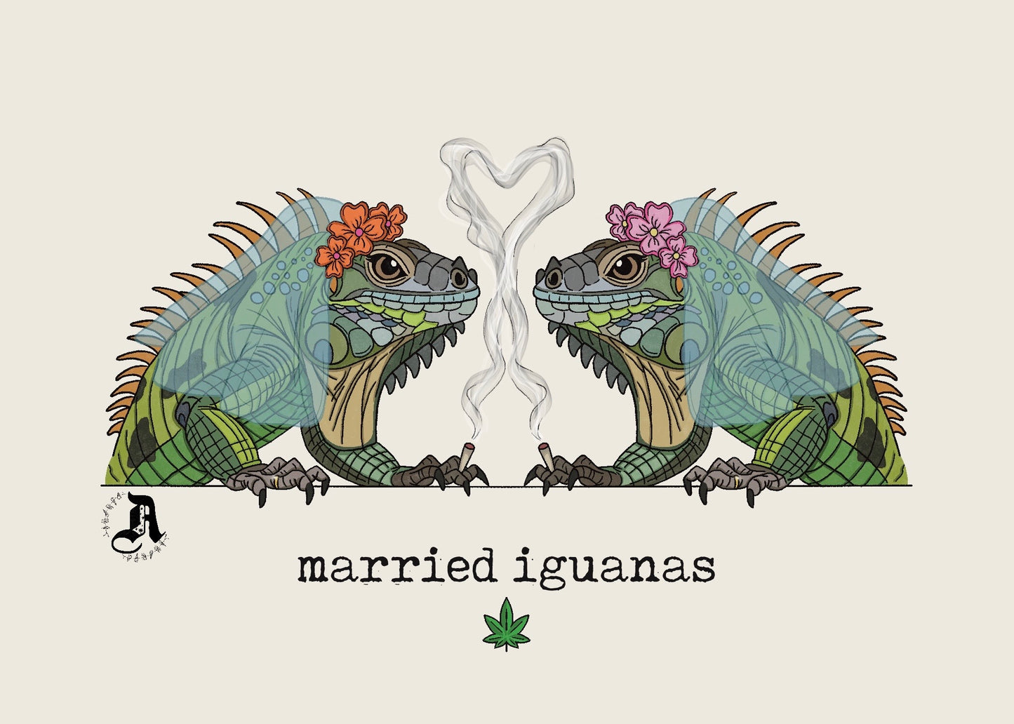 Married Iguanas Art Print
