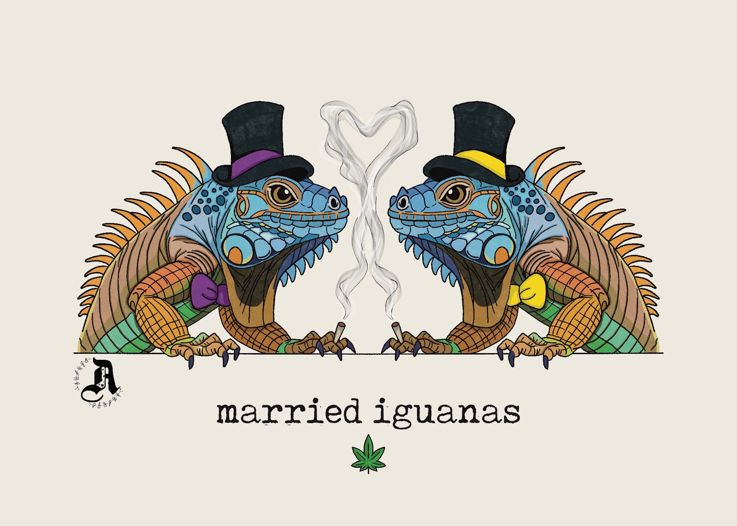 Married Iguanas Art Print